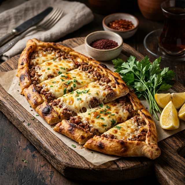 Kıymalı Kaşarlı Pide